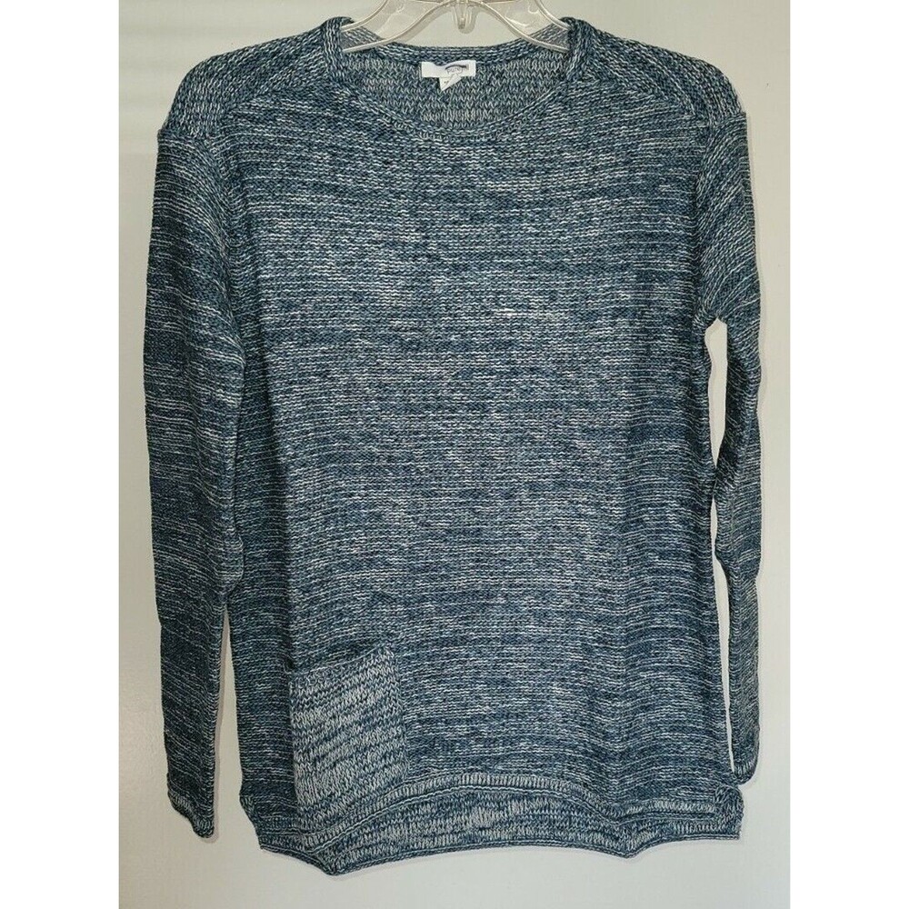 J. Jill Womens Sz XS Pullover Knit Sweater Cerulean Blue Heathered Cotton